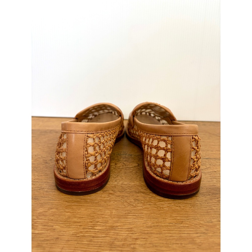 Loeffler Randall Rachel Women's Size 8 Tan Raffia Penny Loafers Coastal Preppy - Picture 3 of 4